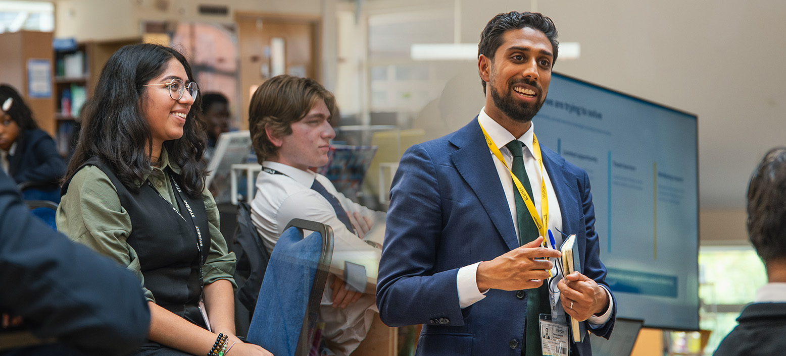 DWP Skills Adviser Praful Nargund visits Blue Coat School